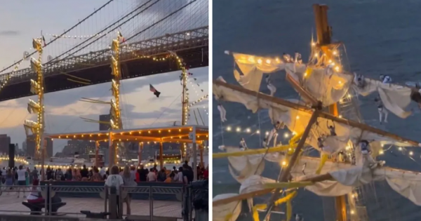 Un buque mexicano chocó con el puente de Brooklyn: murieron 2 tripulantes