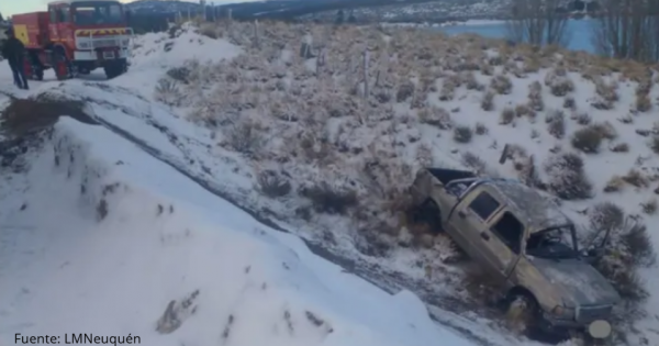 Accidente en Ruta 23: una camioneta cayó por una banquina nevada en Pehuen Có